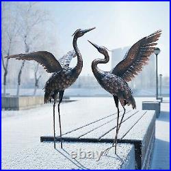 Garden Statue Outdoor Metal Heron Crane Yard Art Sculpture for Patio Backyard