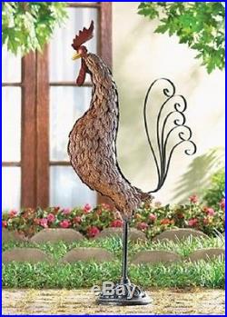 Garden Statues And Sculptures Lawn Décor Ornaments Metal Rooster Animals Yard