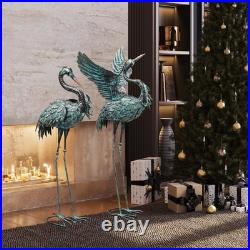 Garden Statues Large Metal Crane Sculptures, Outdoor Heron Metal Statue Yard