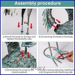 Garden Statues Large Metal Crane Sculptures, Outdoor Heron Metal Statue Yard