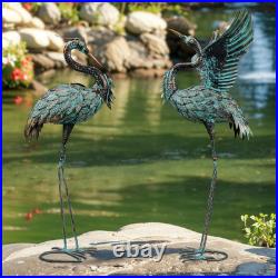 Garden Statues Large Metal Crane Sculptures, Outdoor Heron Metal Statue Yard Art