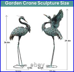 Garden Statues Large Metal Crane Sculptures, Outdoor Heron Metal Statue Yard Art