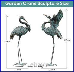 Garden Statues Large Metal Crane Sculptures, Outdoor Heron Metal Statue Yard Art