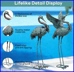 Garden Statues Large Metal Crane Sculptures, Outdoor Heron Metal Statue Yard Art