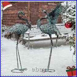 Garden Statues Large Metal Crane Sculptures, Outdoor Heron Metal Statue Yard Art