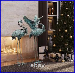 Garden Statues Large Metal Crane Sculptures, Outdoor Heron Metal Statue Yard Art