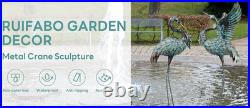 Garden Statues Large Metal Crane Sculptures, Outdoor Heron Metal Statue Yard Art