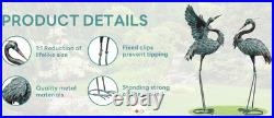 Garden Statues Large Metal Crane Sculptures, Outdoor Heron Metal Statue Yard Art