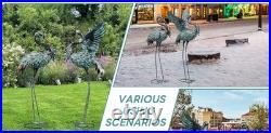 Garden Statues Large Metal Crane Sculptures, Outdoor Heron Metal Statue Yard Art