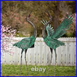 Garden Statues Outdoor Metal Heron Yard Art Crane for Garden Sculptures