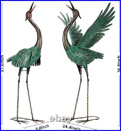 Garden Statues Outdoor Metal Heron Yard Art Crane for Garden Sculptures