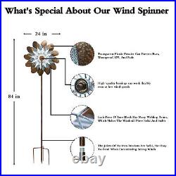 Garden Wind Spinner, Large Metal Wind Sculpture & Windmill For Home Yard 84 inch