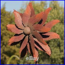 Garden Wind Spinner Metal Kinetic Rustic Flower Lawn Yard 6'f Windmill Sculpture