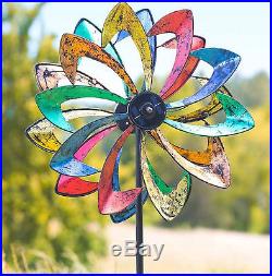 Garden Wind Spinner Windmill Yard Decor Outdoor Colorful Metal Art Sculpture