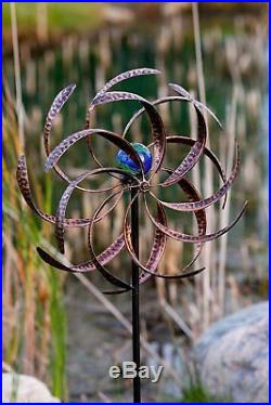Garden Wind Spinner Yard Decor Outdoor Dual Motion Metal Art Windmill Sculpture