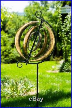 Garden Wind Spinner Yard Decor Outdoor Motion Metalic Gold Kinetic Sculpture 72