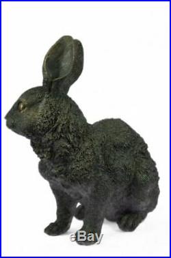 Garden Yard Rabbit Hare Bunny Bronze Metal Figural Animal Sculpture Decore New