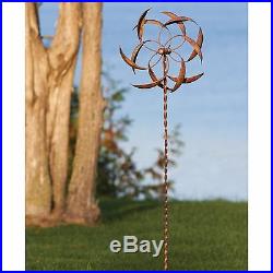 Garden Yard Spinner Copper Wind Outdoor Art Kinetic Energy Sculpture Pinwheel