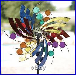 Garden Yard Spinner Wind Outdoor Art Kinetic Energy Sculpture Pinwheel Rainbow