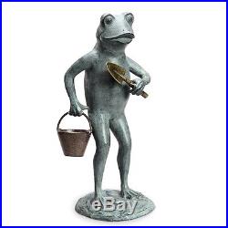 Gardener Green Thumb Frog Garden Yard Sculpture Metal Statue, 19.5''H