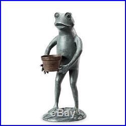 Gardener Planter Helpful Frog Garden Yard Sculpture Metal Statue, 19.5''H