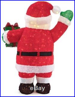 Giant Fuzzy Tinsel Santa 7 ft 400 LED Gift Box Outdoor Christmas Yard Decoration