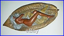 Giovanni Schoeman Ltd Ed 1978 Mixed Metal Sculpture #261/1000 Nude Woman on Leaf