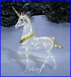 Glitter Lighted Unicorn TWINKLING HORN Christmas Yard Sculpture 40