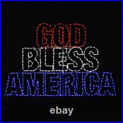 God Bless America Patriotic LED Christmas Light Yard Sign Outdoor 4th of July