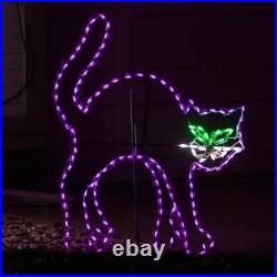 Halloween Light Display Spooky Scaredy Cat Purple LED Outdoor Yard Art Decor NEW