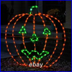 Halloween Wireframe Yard Art Orange Pumpkin Jack O Lantern LED Light Display