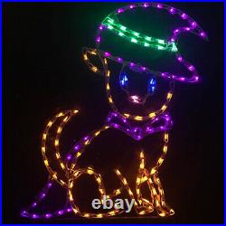 Halloween Witch Puppy Dog with Hat LED Light Display Outdoor Decoration Yard Art