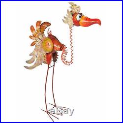 Hand Made And Painted Whimsical Metal Bird Yard Art