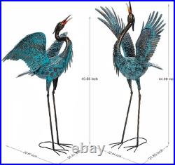 Hand-Painted Blue Crane Statues for Gardens Weather-Resistant Lawn Ornaments