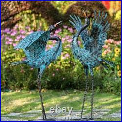 Hand-Painted Blue Crane Statues for Gardens Weather-Resistant Lawn Ornaments