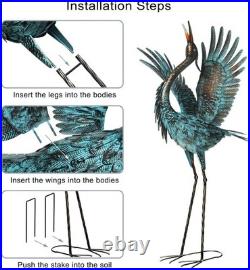 Hand-Painted Blue Crane Statues for Gardens Weather-Resistant Lawn Ornaments