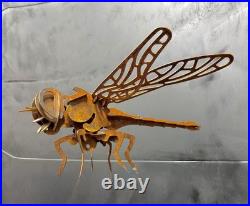 Hand-crafted Metal Dragonfly Sculpture-Rustic Patina- One Of A Kind Art Piece