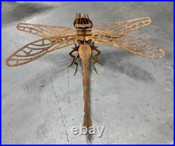Hand-crafted Metal Dragonfly Sculpture-Rustic Patina- One Of A Kind Art Piece