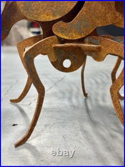 Hand-crafted Metal Dragonfly Sculpture-Rustic Patina- One Of A Kind Art Piece