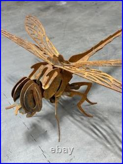 Hand-crafted Metal Dragonfly Sculpture-Rustic Patina- One Of A Kind Art Piece Hand-crafted Metal Dragonfly Sculpture-Rustic Patina- One Of A Kind Art Piece