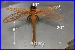 Hand-crafted Metal Dragonfly Sculpture-Rustic Patina- One Of A Kind Art Piece
