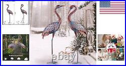 Handcrafted Patina Crane Sculptures Decorative Metal Bird Yard Art