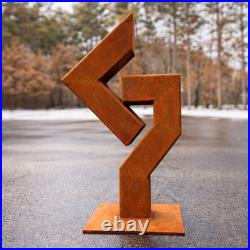 Handcrafted Rusted Steel Garden Sculpture 30 Modern Geometric Outdoor Art