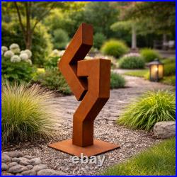 Handcrafted Rusted Steel Garden Sculpture 30 Modern Geometric Outdoor Art
