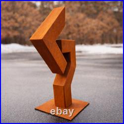 Handcrafted Rusted Steel Garden Sculpture 30 Modern Geometric Outdoor Art