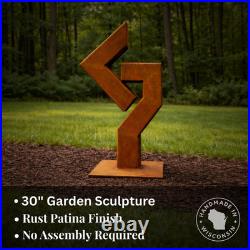Handcrafted Rusted Steel Garden Sculpture 30 Modern Geometric Outdoor Art