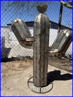 Handcrafted Rustic MINI Metal Saguaro Metal Yard Art Metal Cactus Hand Made 10in