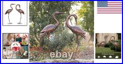 Handmade Crane Sculpture Duo 37 Inch Metal Heron Statues for Elegant Outdoors