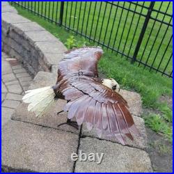 Handmade Metal Art American Bald Eagle Brown Farmhouse Yard Home Garden Decor