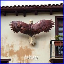Handmade Metal Art American Bald Eagle Brown Farmhouse Yard Home Garden Decor